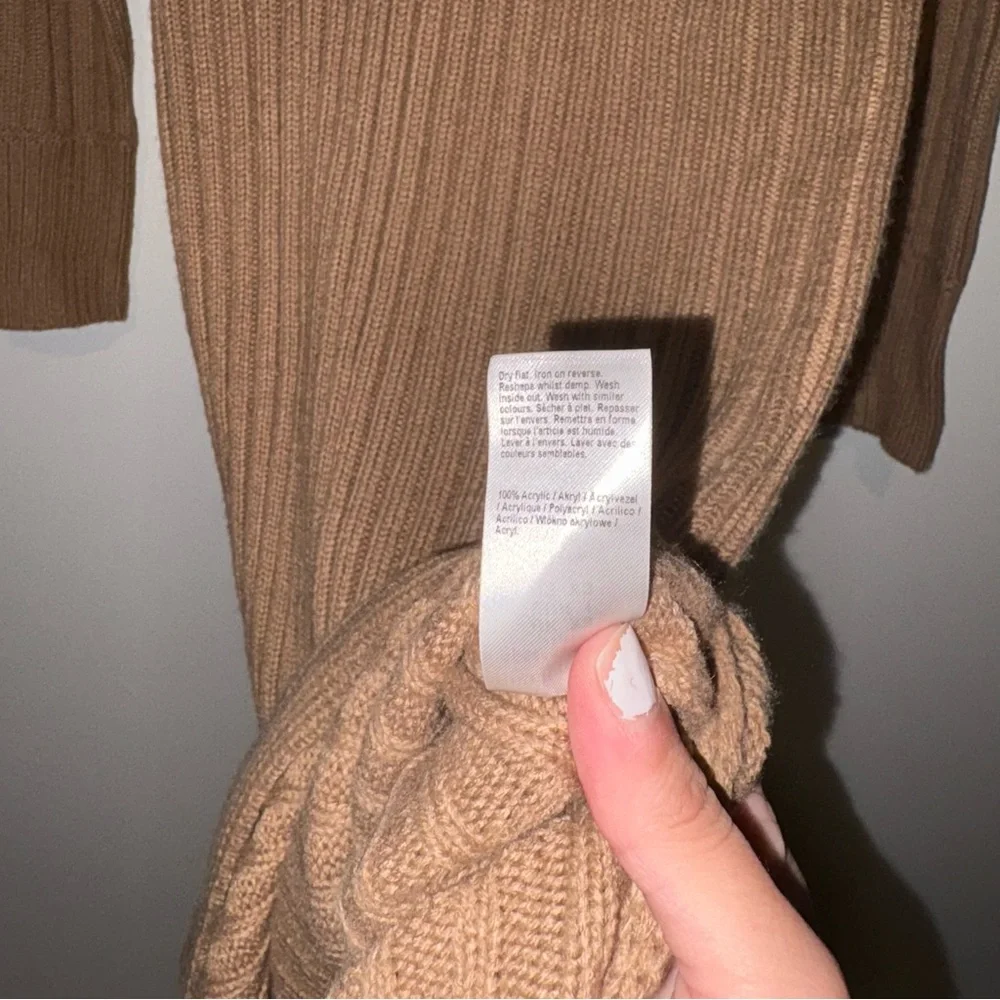 River Island London v-neck ribbed maxi‎ sweater dress Tan Brown Size XS